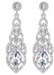 EdiBazzar Hosszú, lógó esküvői fülbevaló kristályokkal, ezüst színű, divatos női cirkónia kövekkel (F41)