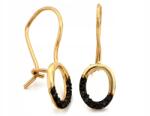 Lovrin Finom, 585-ös arany fülbevaló, ovális formájú, fekete cirkónia kövekkel, akasztós (biglu) zárral (Lovrin)