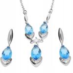 Lovrin 925-ös ezüst ékszerszett: fülbevaló és nyaklánc, könnycsepp alakú cirkónia kövekkel (Lovrin)