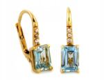 Lovrin 585-ös sárga arany fülbevaló kék topázzal, angol kapcsos