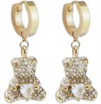 EdiBazzar Arany színű, 316L sebészeti acél fülbevaló, aranyozott, 18K, lógó, aranyos maci