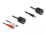Delock Комплект от 2 аудио удължителя, Delock, 2xRCA-мъжки към RJ45/ жак 3, 5 mm мъжки към RJ45, PVC, черен (87859) (87859)