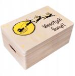 Creative Deco Karácsonyi díszdoboz ajándéknak, karácsonyi üdvözlettel, gravírozott, 30x20x14 cm (CUSTO0501)