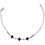 Lovrin Ezüst 925 láncos karkötő fekete lóherékkel és golyókkal (Lovrin108183)