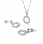 Giorre Nyaklánc és fülbevaló szett - platina bevonatú szív és cirkónia koszorú (5905804386549)