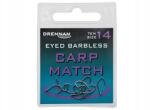 Drennan szemes pontyozó horgok szakáll nélkül Eyed Carp Match Barbless, 16-os méret (HEBMA016)