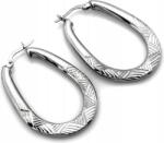 Lovrin Nagy ezüst fülbevaló 925, ovális, merev, vastag karika díszítéssel, ajándékba