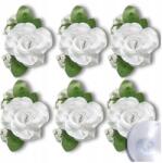 EdiBazzar Fehér rózsák 6 db Szett esküvői dekoráció autóhoz Esküvő Művirág (Stroik na auto ślubne róże zestaw x6 białe)