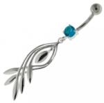 Lovrin Ezüst 925 köldökpiercing kék cirkónia kövekkel, divatos és látványos ajándék (Lovrin 63365)