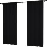 NOW-ART Függöny 145x160 készre varrt sima matt nappaliba beltéri függöny fekete (Zasłona 160 LEN-C Czarna)