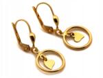 Lovrin Arany fülbevaló 375-ös függő szívekkel, karika formában, angol kapcsos, ajándéknak