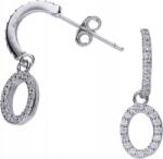 Lovrin Ezüst 925 ovális fülbevaló cirkónia kövekkel, stekkeres, 1, 44g, divatos minta, ajándék (Lovrin 46497)