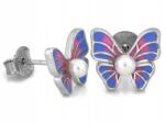 Lovrin Ezüst fülbevaló 925 Pillangók stekkeres 1.54g színes zománccal ajándék