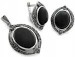 Lovrin 925-ös ezüst szett nagy fülbevalókkal és fekete ovális köves medállal (Lovrin)