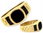 Lovrin Arany pecsétgyűrű 585 14kt széles, fekete cirkónia kövekkel, uniszex modell 5.64g R27 (Lovrin)
