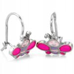Lovrin 925-ös ezüst fülbevaló rózsaszín pillangókkal, lányoknak, akasztós, ajándékba (Lovrin104653)