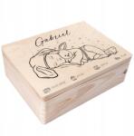 Creative Deco Gravírozott emlékdoboz ajándékba születésre, keresztelőre, születési adatokkal, 40x30x14 cm (JANCDSD140BCUSTOMBABYMEMBOYBOX)