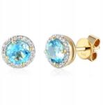 Lovrin Arany fülbevaló 585 Kerek Topáz És Gyémántok 1, 54g divatos minta ajándék 14k (60827325)