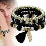 EdiBazzar Női charm karkötő gyöngyök medál gumis karkötő szett (Zestaw bransoletek z koralików z charmsami)