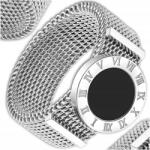 EdiBazzar Női gyűrű karikagyűrű ezüst színű sebészeti acél egyszerű mesh kör (Srebrny pierścionek stal chirurgiczna mesh)