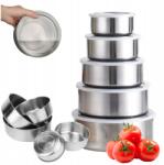 NetPrice. pl 1Mcz rozsdamentes acél tál szett szilikon fedőkkel 10-től 18 cm-ig 5 db (#0032)