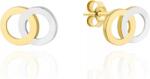 Lovrin Női arany fülbevaló, egymásba akasztott két karika, kétféle arany színben, 585-ös