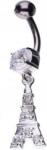 Lovrin Ezüst köldökpiercing 925 Eiffel torony fehér színben, mutatós mintával ajándéknak is kiváló (Lovrin 48978)