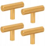 B&B 4 db Bútorfogantyú, bordázott, recézett, fém, szálcsiszolt arany (Z4 G109 Zl)