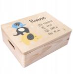 Creative Deco Doboz a gyermek születésére, fa anyakönyvi kivonat gravírozással, ajándék, 40x30x14 (JANCDSD140CUSTOMELEBMEMBOXFBM)