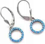 Lovrin 925-ös ezüst fülbevaló, kék cirkónia kövekkel, lógós, angol kapcsos, ajándéknak is kiváló