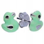 Lovrin Ezüst 925 zománcozott zöld kiskacsa fülbevaló ajándékba (Lovrin104619)