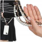  Nyakba akasztható póráz telefon kulcstartó gyöngy dupla hosszú fehér