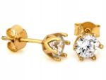 Lovrin Arany színű, cirkónia köves, bedugós fülbevaló 585 14k 1.42g 6mmx6mm divatos ajándék
