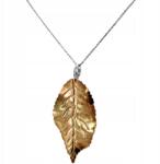 Lovrin Ezüst nyaklánc 925 aranyozott, nagy levéllel, kő nélkül ajándékba (Lovrin108386)