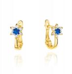 Lovrin Arany fülbevaló virágok cirkóniával és gránát színű középpel 1.01 (Lovrin)