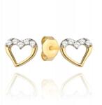 Lovrin Arany fülbevaló 585 szív alakú keret fehér cirkónia kövekkel, stekkeres zárral (59746576)