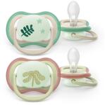 Philips Set 2 suzete Philips Avent Ultra Air SCF376/31 care lasa pielea bebelusului sa respire, ortodontice, fara BPA, 6-18 luni, pentru noapte, cu buton fosforescent (SCF376/31)