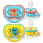 Philips Set 2 suzete Philips Avent Ultra Air SCF349/58 care lasa pielea bebelusului sa respire, tetina extra-ferma, ortodontice, fara BPA, 18 luni+, colorat (SCF349/58) - evomag