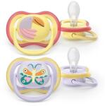 Philips Set 2 suzete Philips Avent Ultra Air SCF087/04 care lasa pielea bebelusului sa respire, ortodontice, fara BPA, 0-6 luni, colorat (SCF087/04)