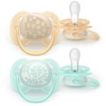 Philips Set 2 suzete Philips Avent Ultra Soft SCF091/41, cu disc flexibil, pentru pielea sensibila a bebelusului, ortodontice, fara BPA, 0-6 luni+, colorat (SCF091/41)