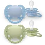 Philips Set 2 suzete Philips Avent Ultra Soft SCF091/37, cu disc flexibil, pentru pielea sensibila a bebelusului, ortodontice, fara BPA, 0-6 luni+, colorat (SCF091/37)