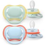 Philips Set 2 suzete Philips Avent Ultra Air SCF087/01 care lasa pielea bebelusului sa respire, ortodontice, fara BPA, 0-6 luni, colorat (SCF087/01)