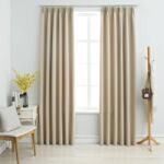 vidaXL 2 db bézs sötétítőfüggöny kampókkal 140 x 175 cm (134446VidaXL)