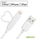 GGMM USB Lightning és Micro USB Töltő/adatkábel Fehér 1m GGMM-AC-10 (GGMM-AC-10)