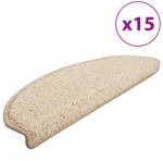 vidaXL 15 db krémszínű, félkör alakú lépcsőszőnyegek, nagy méretben, 65 x 21 x 4 cm 133904 (133904)