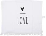 Clayre & Eef Fekete-fehér pamut kéz- és arctörlő Love 40x66 cm (CT032)