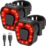 Vayox 2x VA0048 LED kerékpárlámpa készlet, 14x SMD forrás, hátsó rögzítőkapocs, 5 fénymód, USB töltés, vízálló, 100 lumen, piros (LAMP_ROW_2x_48)