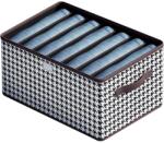 Flippy Tárolódoboz, Flippy, ruhákhoz, fehérneműhöz, zoknihoz és melltartóhoz, textil anyag, 7 rekeszes, 44x30x20 cm, fekete-fehér (133389)