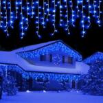 alloet 600 LED-es Karácsonyi Jégcsap Fényfüzér, Izzósor, 30 M-KÉK