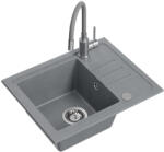 Quadron BEN 116 szürke gránit mosogató szürke csaptelep rugalmas kifolyóval + szifon + kupak